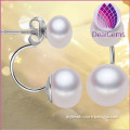 2015 fashion 925 sterling silver freshwater AAA double pearl earring
